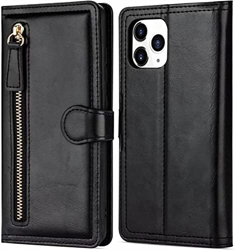 Étui portefeuille iPhone 14 anti-chute avec fermeture éclair de sécurité