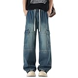 クラなデニムジーンズ。快適な5デザインのストレートレッグパンツ。毎日のカジュアルウェアに最適。モダンなフィット感と万能なスタイルを備えた耐久性のあるブレンド生地。