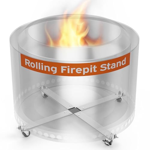Rolling Firepit Stand for Solo Stove Yukon 28 Fire Pit on Wheels for Outside Rust-Proof Aluminum & Stainless Steel - Solo Stove Accessories - Solostove Yukon Compatible by Hickory Summit