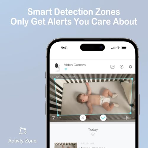 Sense-U Monitor De Bebê Com Câmera Wifi HD 1080P E Áudio De Fundo, Monitor De Bebê De Vídeo Com Visã