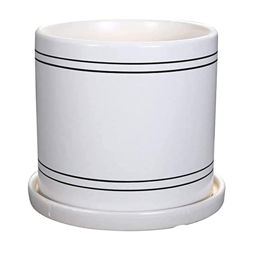 DFGHNBVC Flower Pots,Small To Large Sized Round Planter Pots,Ceramic Plants Containers,Succulent Pots With Drainage Hole,White Garden Pots Simple Outdoor Garden Plant Containers,16.5cm