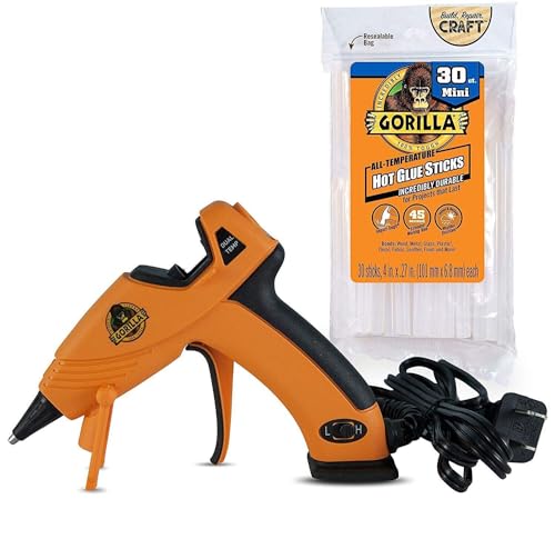 Gorilla Dual Temp Mini Hot Glue Gun Kit with 30 Hot Glue Sticks, 1 Pack - Glue Gun + 30 Sticks