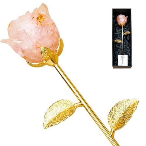 RJINGSHI Crystal Rose Decor, Crushed Stone Resin, Romantic Gift for Valentine's Day, Mother's Day (Rose-Quartz-Crystal-Gravel)