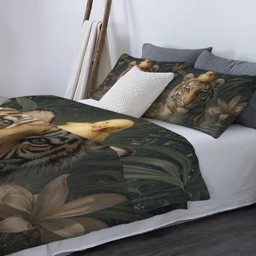 Parure de lit microfibre 200x200cm avec housse de couette animaux imprimé 3D