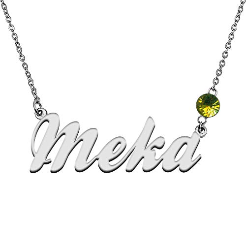 GR859C Personalized Charm Name Necklace with Birthstone for Best Friends Meka