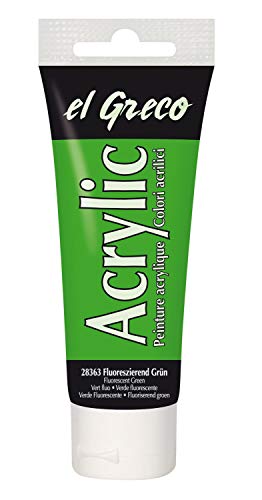 KREUL 28363 - El Greco Acrylic, 75 ml Tube in fluoreszierend grün, hochpigmentierte, glänzende Acrylfarbe in Studienqualität, buttrig vermalbar, für pastose Malerei