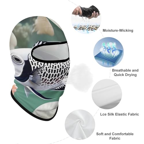 Balaclava para Hombres y Mujeres - Máscara de Esquí Blanca con Diseño de Peces Tropicales - Cubreboca Integral para Ciclismo miniatura 3