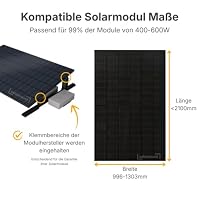 Solamount® | PV Flachdach Halterung ohne Bohren | Für 1 Modul | Schwarz | Flachdach oder Bodenmontage | Einfache Montage – Ansicht 6