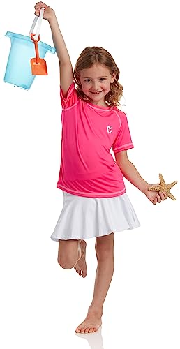 Image of Pink Platinum Girls Swim Shirt - Lightweight Quick Dry Short Sleeve Rash Guard for Girls, Swim Top w /UPF 50+ Sun Protection