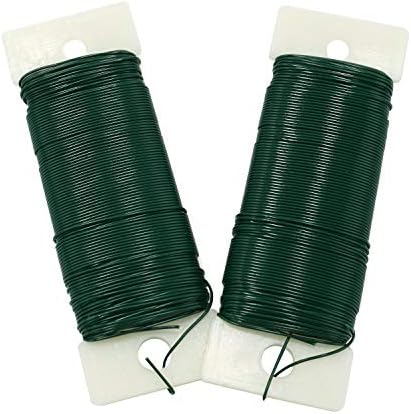 Honbay 2 Rolls of 22 Gauge Sturdy Flexible Green Floral Wire Paddle Wire Wreath Wire Christmas Tree Wire Ornaments Hanging Wire Craft Wire -38yards/roll