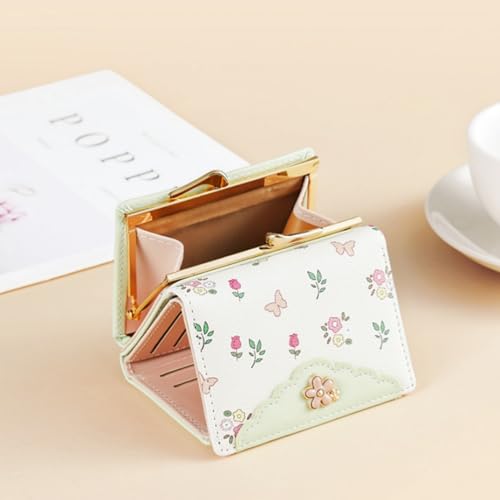 Floral Cute Womens Wallet Small RFID Blocking Compact Card Holder Trifold Ladies Coin Purse with ID Window for Girls4