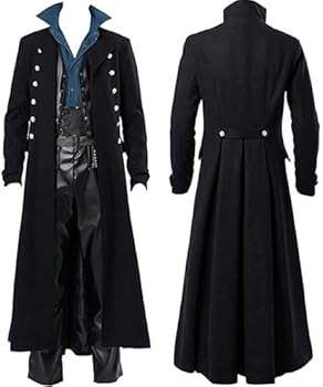 Steampunk Victoriaanse mantel voor heren, middeleeuws, gothic, rokjas, middeleeuwse rokjas, Viking, renaissance, formele rok, opstaande kraag, mantel, carnavalskostuum, cosplay, carnaval, smoking