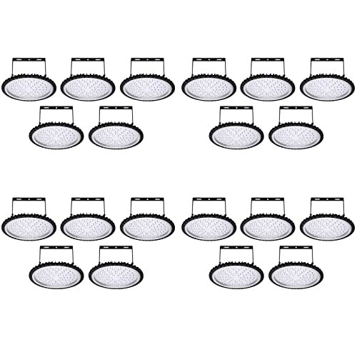20 Pack 300W UFO high Bay Lights,30000LM 6500K Super Bright Daylight White highbay led Light Fixture,110V Area lamp IP65 Waterproof for Shop Garage Warehouse Workshop Gym Factory Commercial Lighting