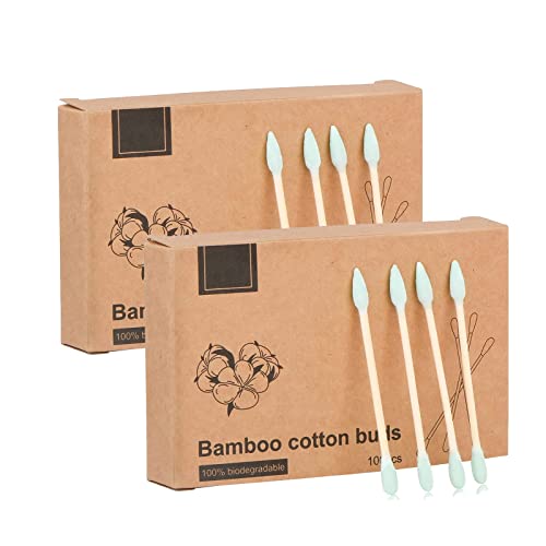 200pcs Natural Bamboo Cotton Swabs, Eco-Friendly & Biodegradable – Comfortable