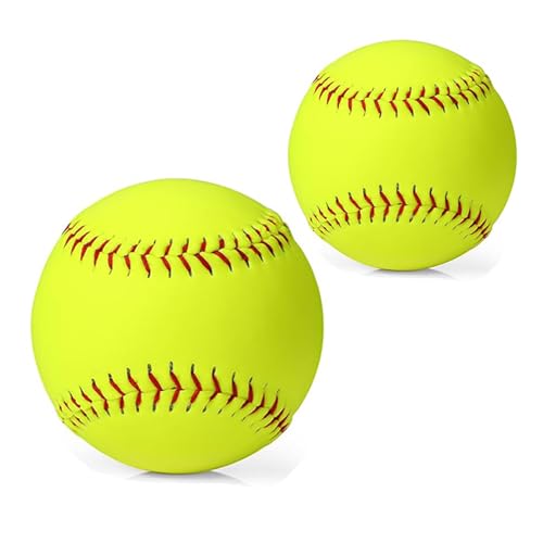LOOEEL - LOOEEL 11" & 12" Training Softballs,Official Size and Weight Practice Softball,Leather Covered Fast Pitch Practice & Training Balls for Ball Sports Softballs for Games.-Yellow