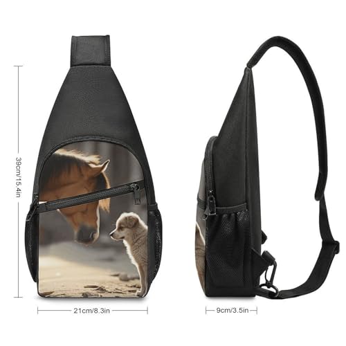 Cute Dog And Horse Sling Bag Lightweight Crossbody Backpack miniatura 2