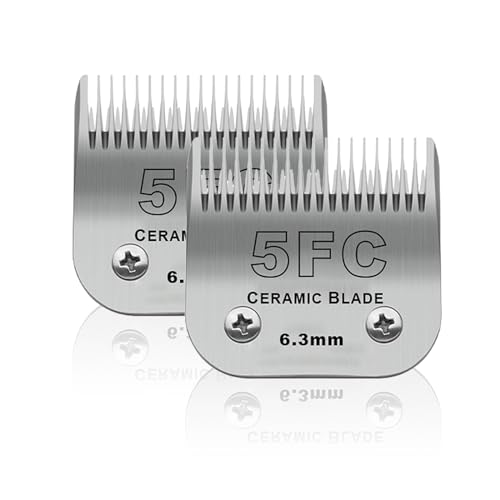 BESTBOMG 2 Stück Ersatzklingen für die Fellpflege von Heiniger/Moser Max45/Andis/Oster A5 für Hunde, Größe 5FC 1/4 Zoll (6,3 mm), Schnittlänge