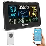WiFi Weather Station Wireless Indoor Outdoor Thermometer, Roaprobe HD Color Display Home Weather...
