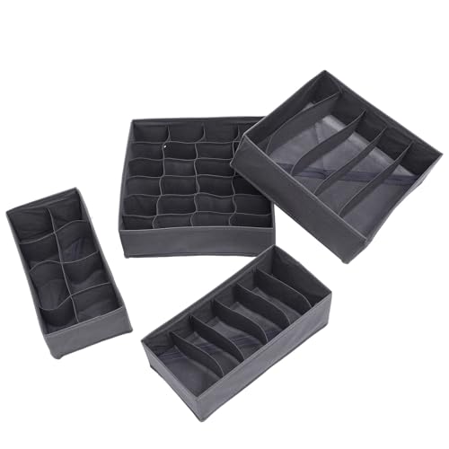 MOTHNUR 4個 不織布製引き出しオーガナイザー仕切り付き下着靴下収納ボックス衣類整理用耐久型衣類収納ケース