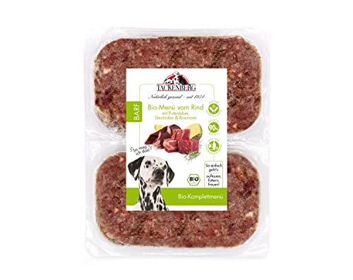 TACKENBERG Bio-Barf Menü vom Rind mit Putenleber, Steckrübe & Rosmarin 14 x 500 g - Weihnachtliches Menü für Hunde