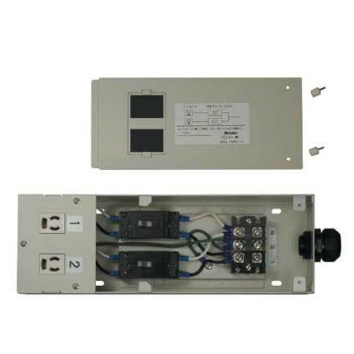 2個口目 Amazon | 明工社 分岐ボックス 30A 125V 20Aブレーカ×2 確認窓付