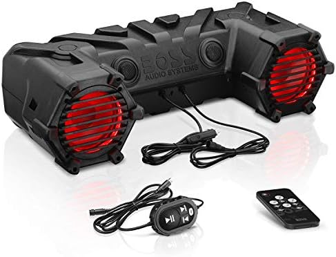 BOSS Audio Systems ATV30BRGB ATV UTV Weatherproof Sound System - 6.5 Inch Speakers, 1 Inch Tweeters, Built-in Amplifier, Bluetooth, Multi-Color Illumination, Easy Installation for 12 Volt Vehicles
