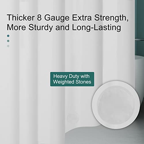 Amazerbath Plastic Shower Curtain Liner, 72 X 72 Inches Eva 8G Heavy Duty White Shower Curtain Liner, Waterproof Weighted Thick Bathroom Curtain With 3 Clear Weights And 12 Rustproof Grommet Holes #TOP5