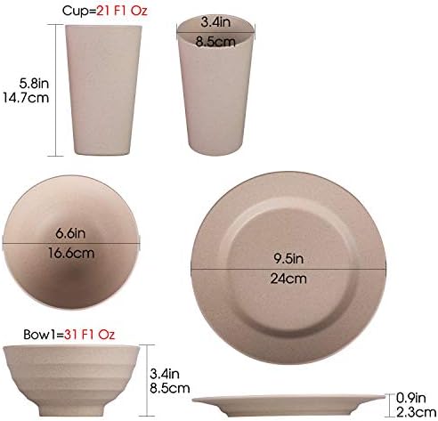 CAINFY Plastic Dinner Set Camping Picnic Plates and Bowls Set,Party Cutlery Set, Unbreakable and Lightweight Serving Bowls Plates Cups Tableware 18Pcs