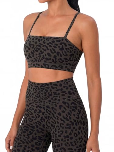 Image of Sunzel Adjustable Straps Sports Bra Padded Yoga Crop Top Light Support | Buttery Soft, Wireless, Adjustable Spaghetti Straps, Removable Pads, Bandeau Bra with Straps, Workout Gym Daily Wear