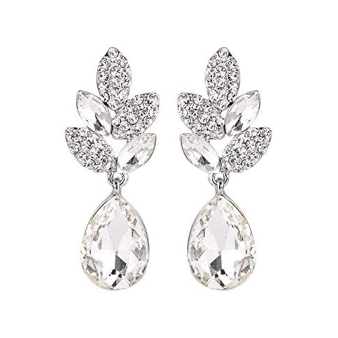 EVER FAITH® - Pendientes de Cristal Austriaco en Forma de Hoja Lágrima Cover