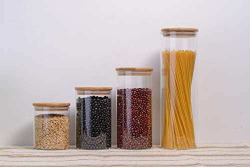 High Borosilicate Glass Cylinder Airtight Food Storage Container Canister Jar with Lid (set of 4)