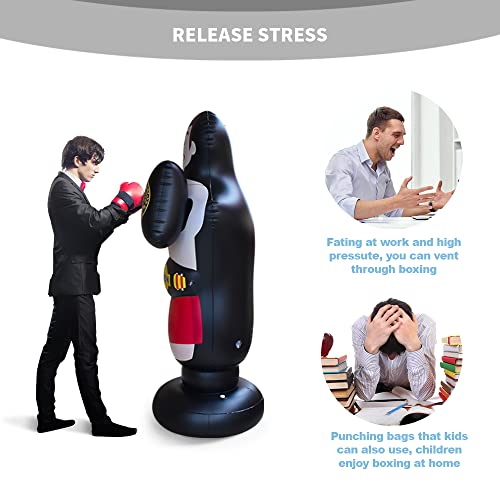67 Inch Inflatable Punching Bag With Kickboxing Pad For Hand Protection,Free Standing Boxing Bag, Ideal Family Games For Kids And Adults - Gifts For Boy And Girl-12-14-16-18 Years Old And Above #TOP2