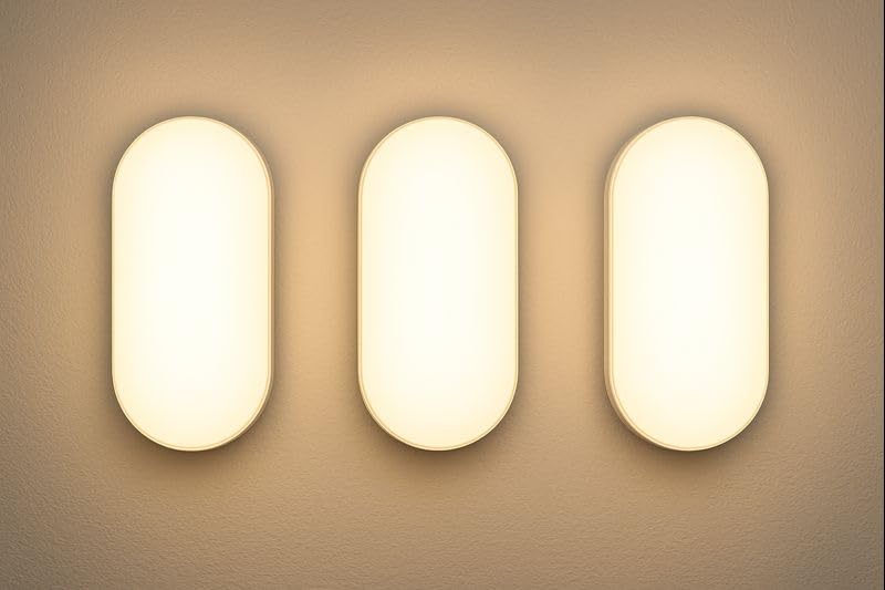 Image of OLIPS LED Bulkhead Light IP54 Waterproof Indoor /Outdoor Wall & Ceiling Light - Weatherproof, Shock Proof, Slim Plastic Surface-Mounted Fixture (10 WATT (Warm White), 3)
