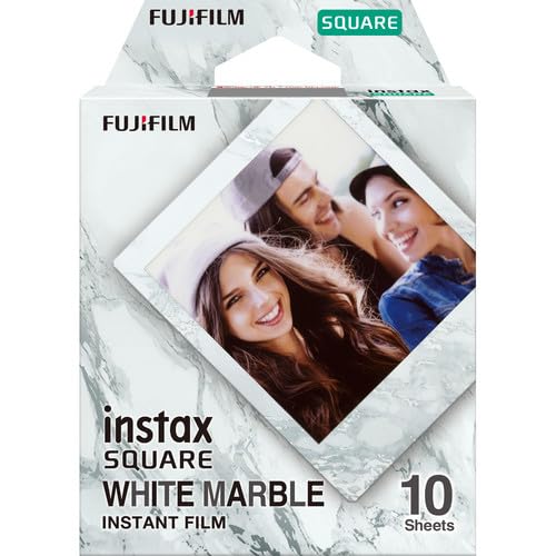 Película Instantánea Fujifilm Instax Square White Marble, 40 Exposiciones (4 paquetes de 10), para Cámaras Instax Square, con Borde de Mármol Blanco y Paño de Limpieza miniatura 2