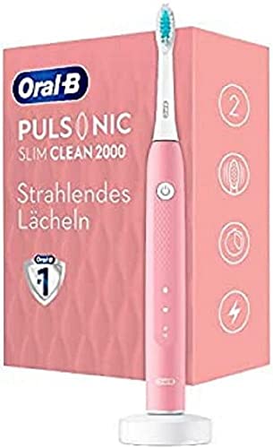 Oral-B Pulsonic Slim Clean 2000 Brosse à dents électrique électrique avec 2 modes de brossage pour soins dentaires et gencives saines avec minuteur, cadeau homme/femme, conçu par marron, rose