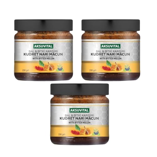 AksuVital Natural Bitter Melon Paste with Raw Honey & Bee Pollen - 230g (8.1 oz) | Advanced Digestive Support Complex with Mastic Gum - PACK OF 3