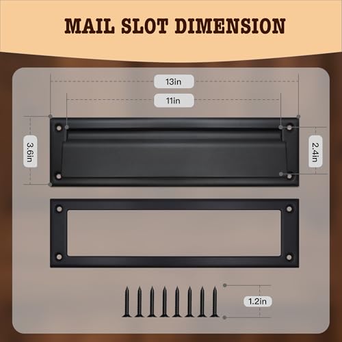 image for YORNIALA Mail Slot Plate for Front Door, 13 x 3.6 Inch Door Letter Slo