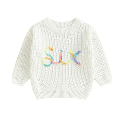 Toddler Kids Girls Boys Sweater 2 3 4 5 6 Birthday Clothes Letter Embroidery Long Sleeve Toddler Pullovers Fall Tops