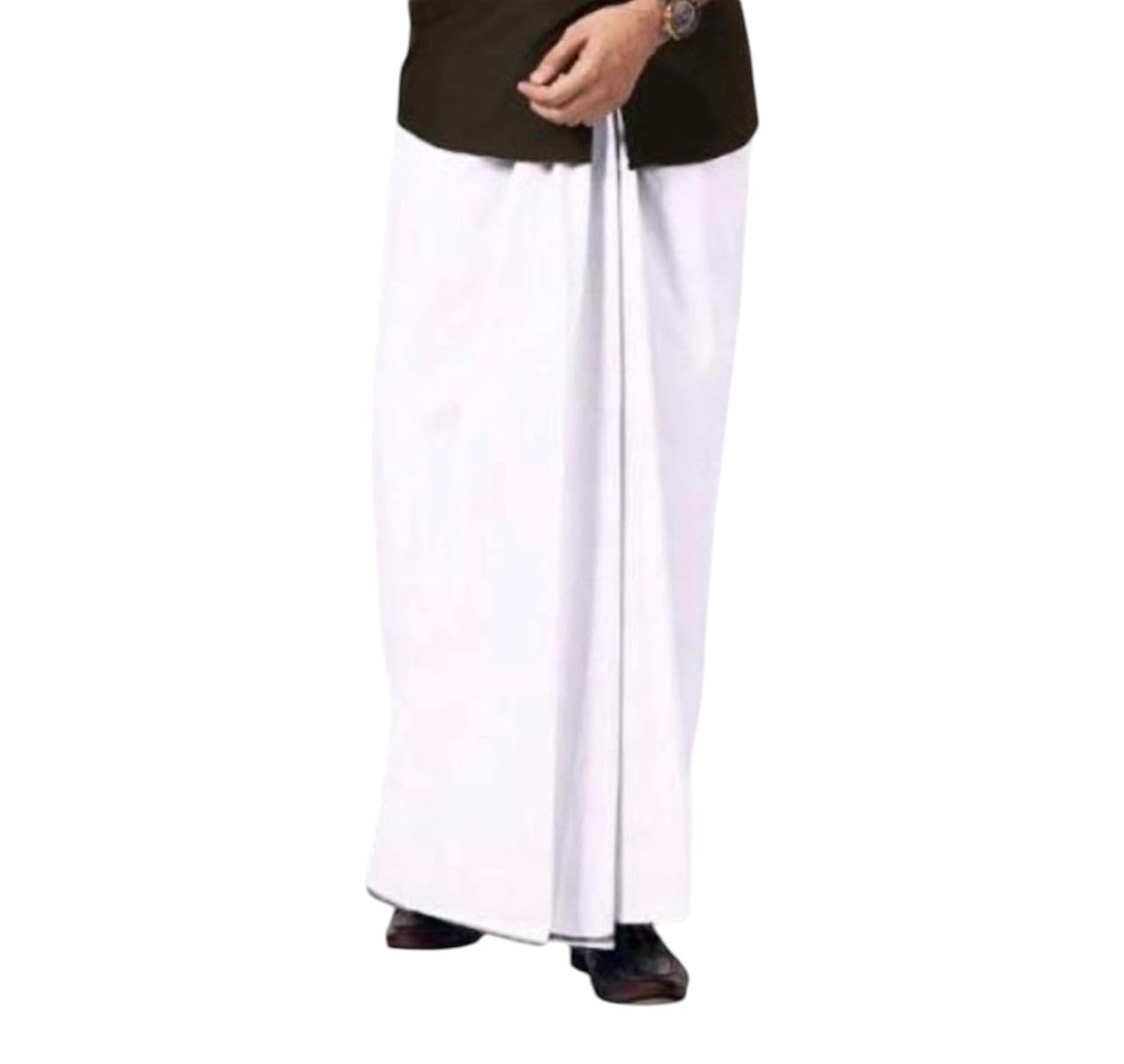 auraleaf Men's Pure Cotton Casual Style Pettu Lungi / (Legnth 2.10Meter; Height :1.25Meter) Free Size (Milk White)-picture-11