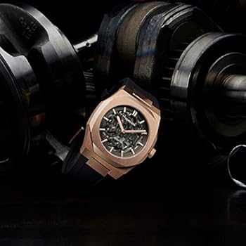 Amazon | D1ミラノ 時計 メンズ/ブラック ラバー 自動巻き スケルトン