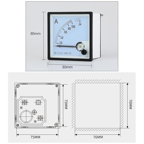 Ampèremètre analogique 6T2 AC à aiguille pour tableau électrique industriel