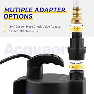 Acquaer 13 hp automatic submersible water pump 115v sump pump with 34 garden hose check valve adapter2160 gph high flow water removal for swimming pool cover hot tubs flooded house basement  urban country home decor