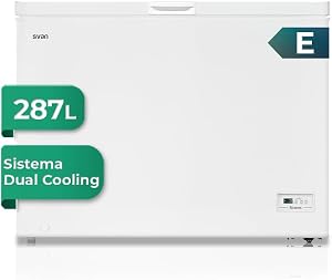 Svan Congelador horizontal Blanco SCH3001EDC. Capacidad 287 Litros, Dual Cooling, 1 Cesta, Bajo nivel Sonoro, Eficiencia Energética Clase E [Clase de eficiencia energética E]          [Clase de eficiencia energética E]