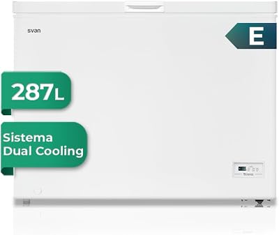 Svan Congelador horizontal Blanco SCH3001EDC. Capacidad 287 Litros, Dual Cooling, 1 Cesta, Bajo nivel Sonoro, Eficiencia Energética Clase E [Clase de eficiencia energética E]          [Clase de eficiencia energética E]