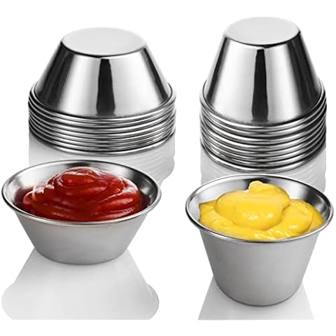 Nechtik Stainless Steel Ramekin Dipping Sauce Cup Cover