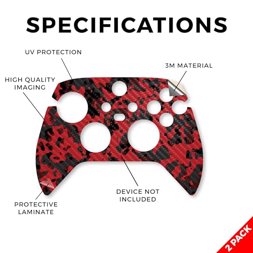 Carbon Fiber Skin Compatible with Microsoft Xbox Series X|S Controller (2 Pack) - Red Modern Camo - Premium 3M Vinyl Protective Wrap Decal Cover - Easy to Apply | Crafted in The USA by MightySkins by Vision Signs & Graphics - Image 2