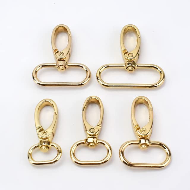Hebillas de anillo de metal, 100 piezas 16/20/26/32/38 mm Hebillas de metal Bolsas Correa Langosta Mosquetón giratorio Gancho Collar Llavero DIY 20 mm, Oro (Color: Latón, Tamaño: 38 mm) ( Color : Onec