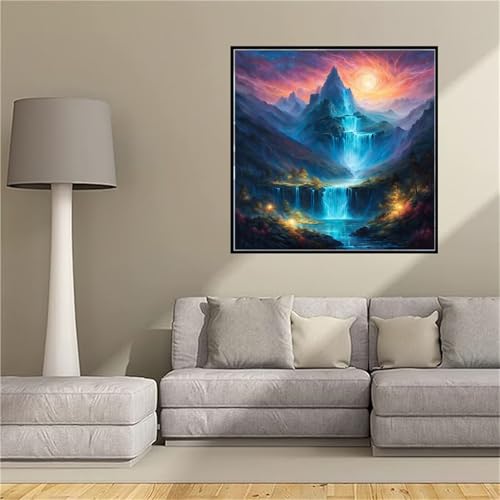 Diamond painting 5D de montagne abstraite grand format 100x100cm