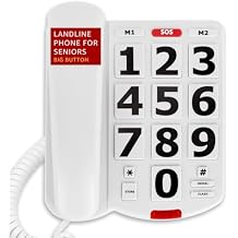 Uvital Big Button Phone for Seniors, Landline Phone for Elderly with Big Buttons, 2 One-Touch Speed Dial Keys & an SOS Emergency Button, Visual Ringer, Adjustable Volume