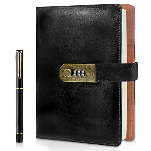 AMFUN Diario con Serratura, Quaderno Formato A5, 200 Pagine, Diario